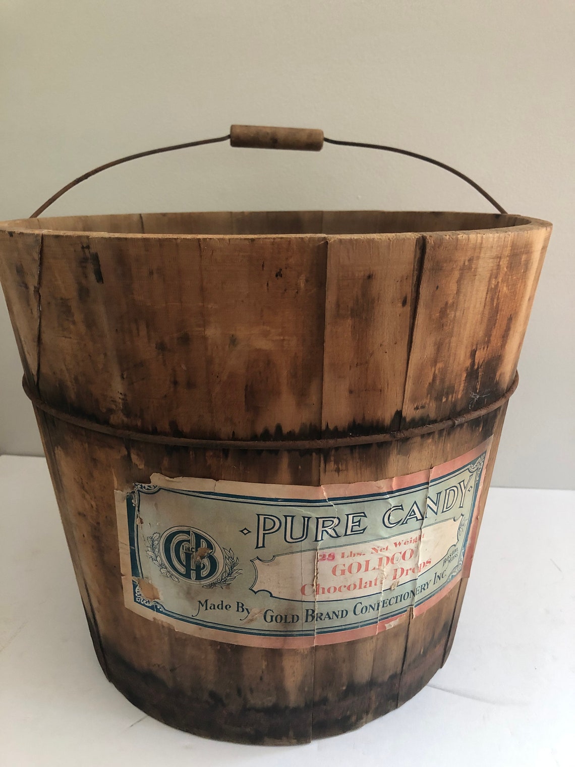 Vintage Wood Candy Bucket Boston Mass Etsy