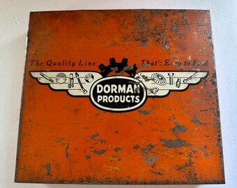 Vintage Orange and Black Dorman Products Woodruff Key Tin