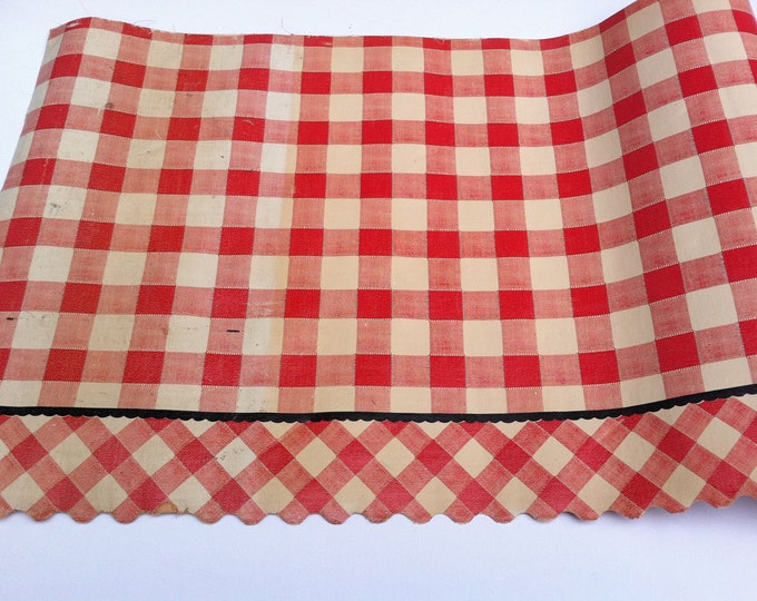 Vintage 1950 Red and White Checked Gingham Shelf Liner Paper With