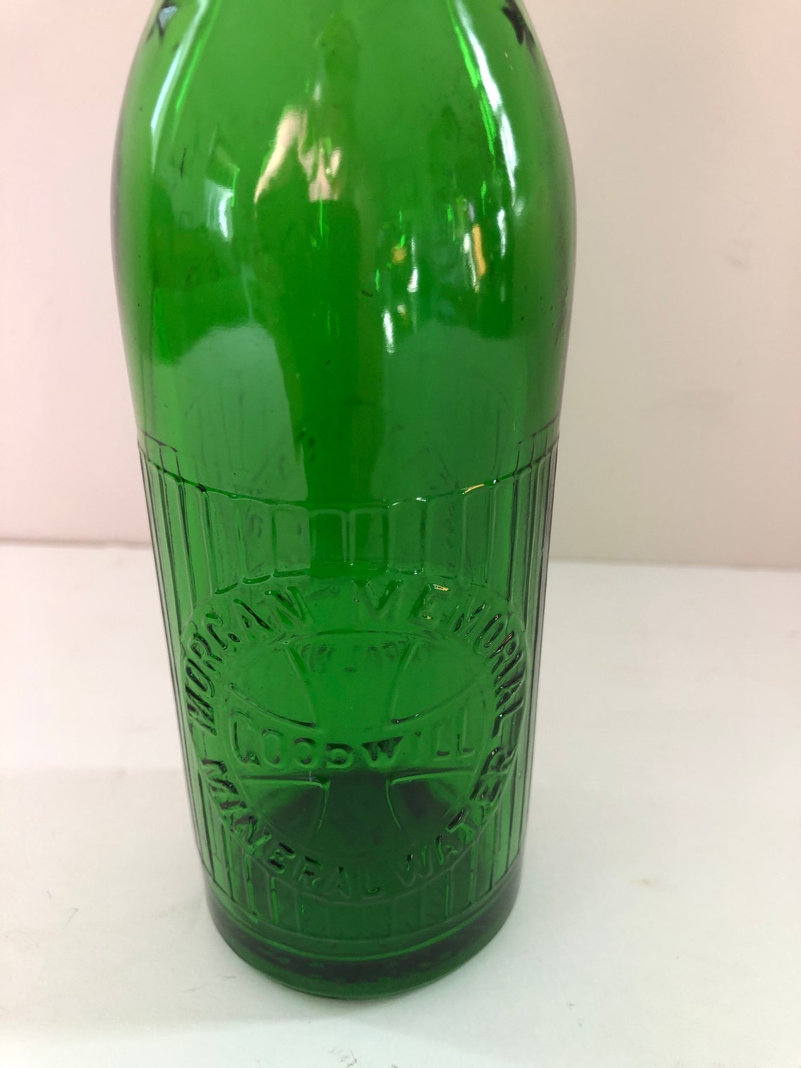 Vintage Green Glass Mineral Water Bottles Memorial Etsy