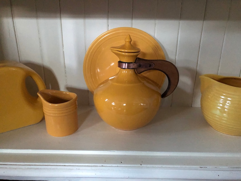 Vintage Bauer Los Angeles Pottery Gold Carafe with Lid Etsy