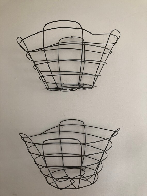 Vintage Set Of Two Wall Wire Baskets