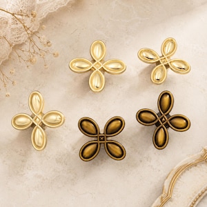 French Vintage Four Leaf Clover Cabinet Knob, Antique Bronze Drawer Pull, Gold Cupboard Handle, Decorative Dresser Wardrobe Hardware