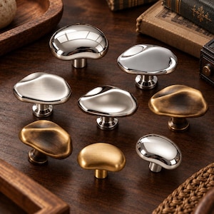 Vintage Brass Cabinet Knobs, Organic Drawer Pulls, Luxury Furniture Hardware, Modern Kitchen Cabinet Handles, Retro Home Improvement