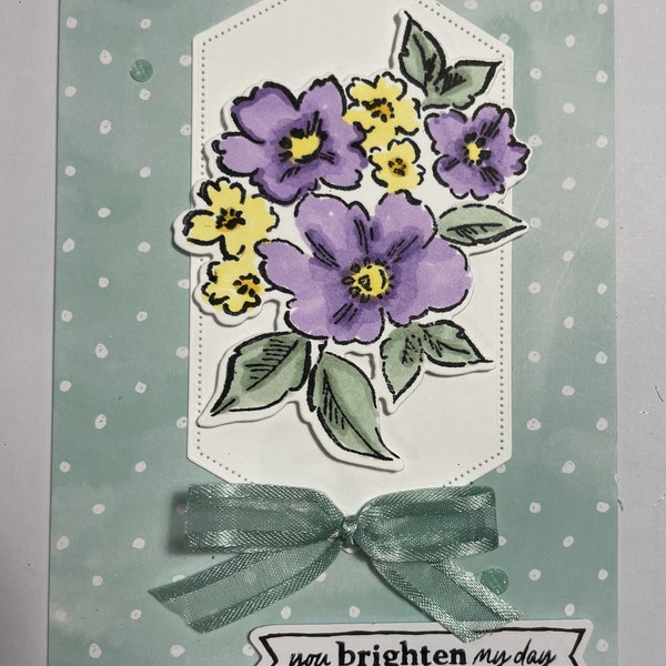 Handmade, Stamped, Watercolored, 3 Dimensional, Embellished, Friendship and Encouragement Card