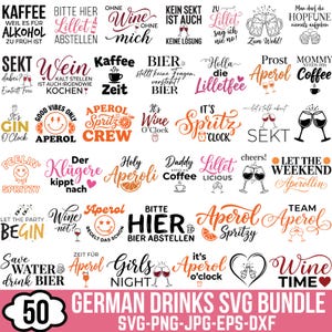 Plotterdatei für deutsche Getränke, Plotterdatei für deutsche Getränke, Wein-Sprüche, Wein-Sprüche, Wein-Uhr, Aperol-Svg, Kaffee-Svg, Cricut & Silhouette