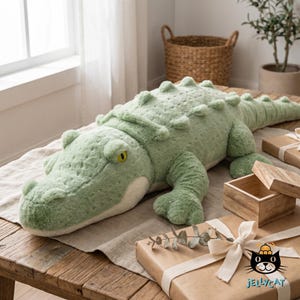 Giant Crocodile Plush Pillow, Soft Green Stuffed Animal, Cute Alligator Plushie, Kids Room Decor, Birthday Gift for Animal Lovers