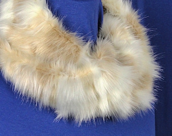 Faux Fur Scarf - Winter Fox Faux Fur Cowl - Faux Fur Infinity Scarf .