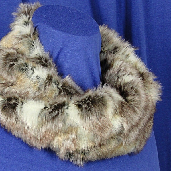 Faux Fur Cowl - Faux Fur Infinity Scarf - Textured Wild Rabbit Faux Fur Scarf - Faux Rabbit Cowl - Short Faux Fur Scarf