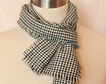 Green Plaid Wool Scarf  - Green, Blue Plaid Woven Wool Scarf - Blue Green Plaid Scarf - Men's Wool Scarf