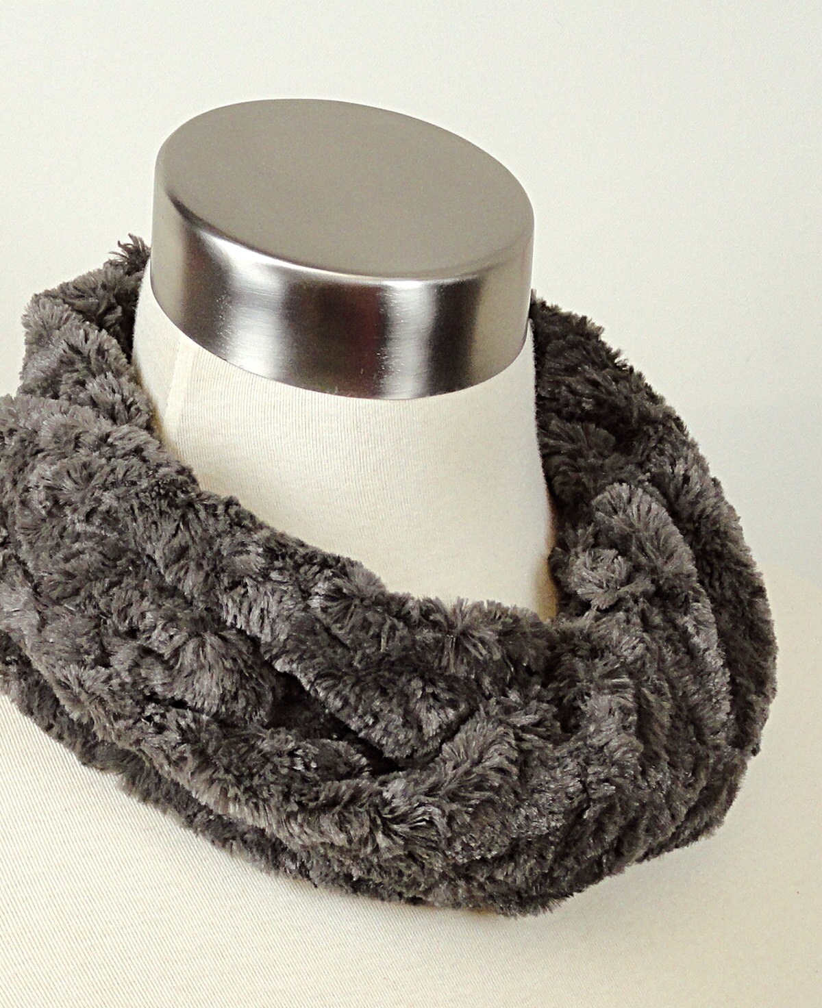 Gray Faux Fur Scarf Charcoal Grey Minky Scarf Gray Faux Fur Cowl . Etsy