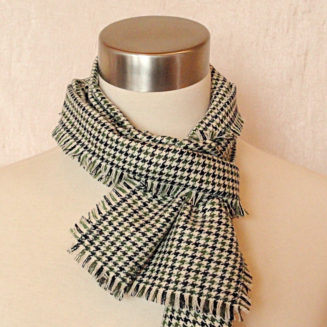 Green Plaid Wool Scarf Green Blue Plaid Woven Wool Scarf - Etsy