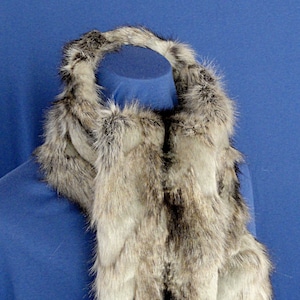 Long Faux Fur Scarf - Textured Silver Fox Faux Fur Scarf