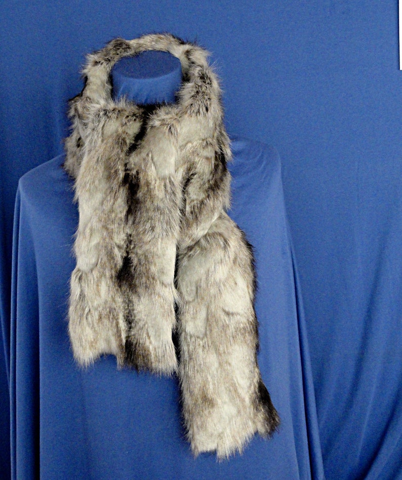 Long Faux Fur Scarf Textured Silver Fox Faux Fur Scarf Etsy