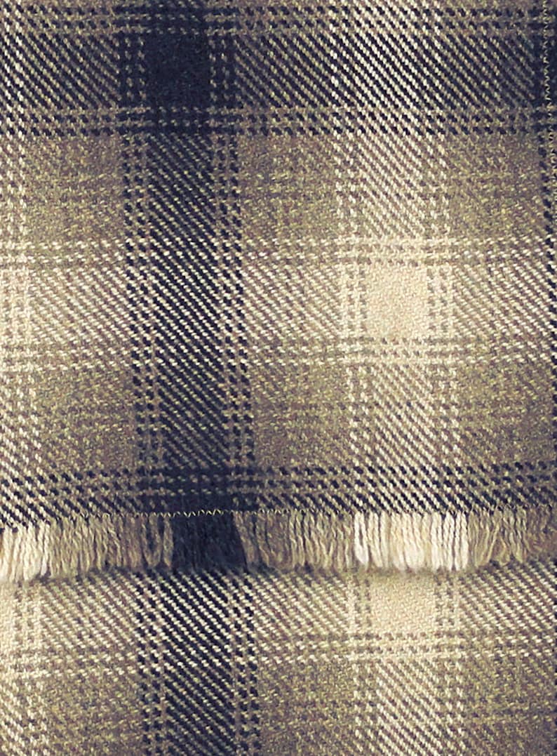 Brown Plaid Scarf Brown, Taupe Plaid Wool Scarf Long Plaid Scarf Plaid Woven Wool Scarf Men's Plaid Scarf Men's Wool Scarf image 5