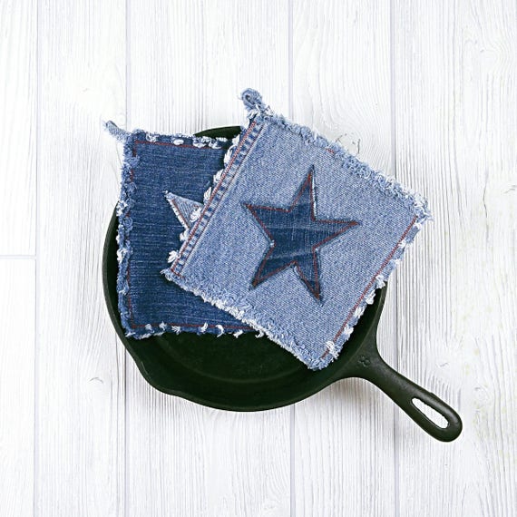 Star Denim Pot Holder Blue Jean Potholders The Best