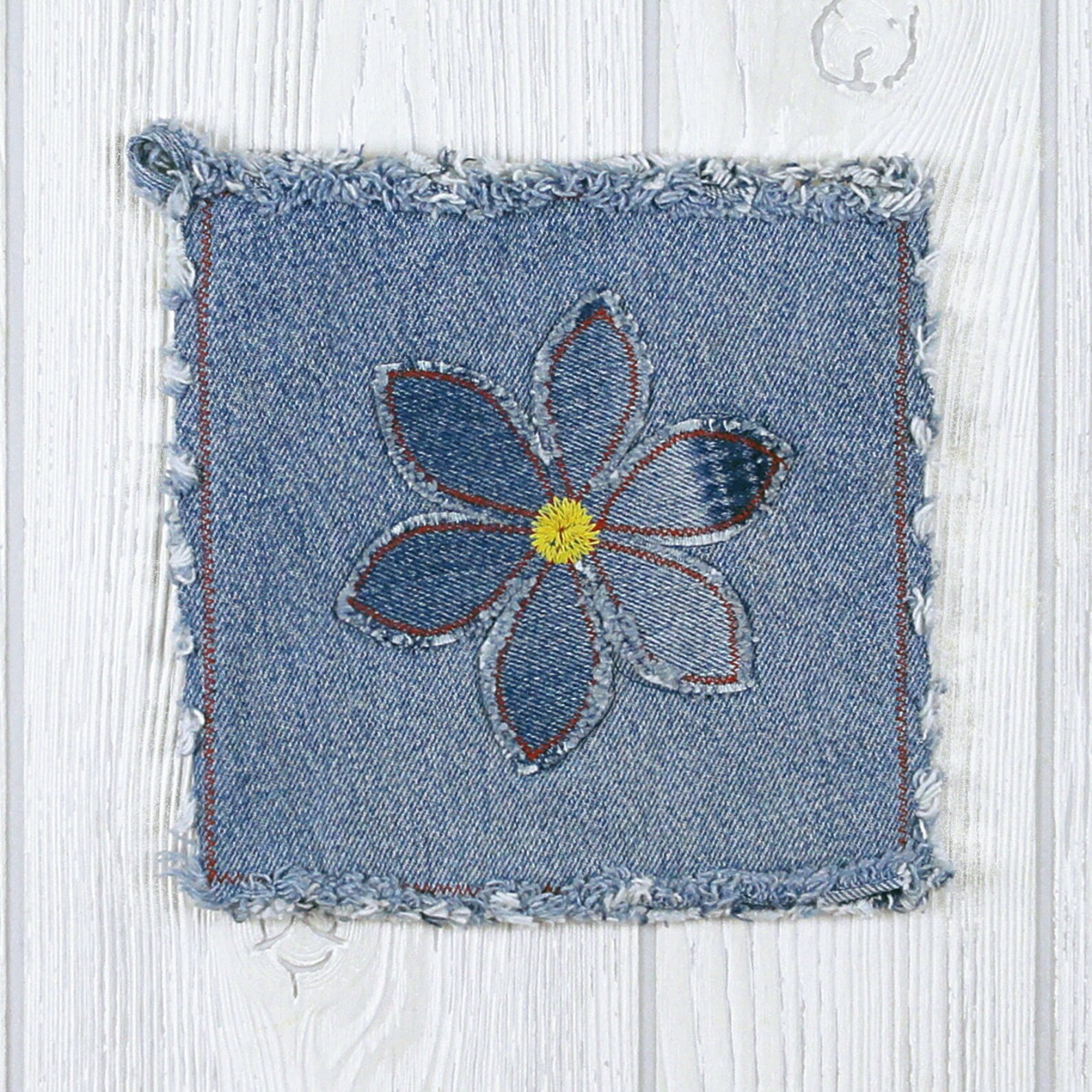 Flower Power Blue Jean Pot Holders Daisy Denim Pot Holders Flower Power