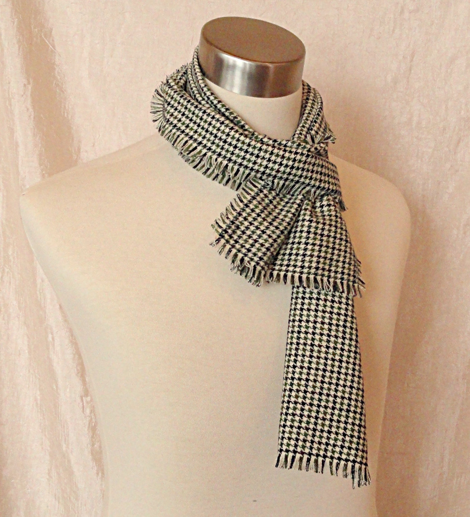 Green Plaid Wool Scarf Green Blue Plaid Woven Wool Scarf - Etsy