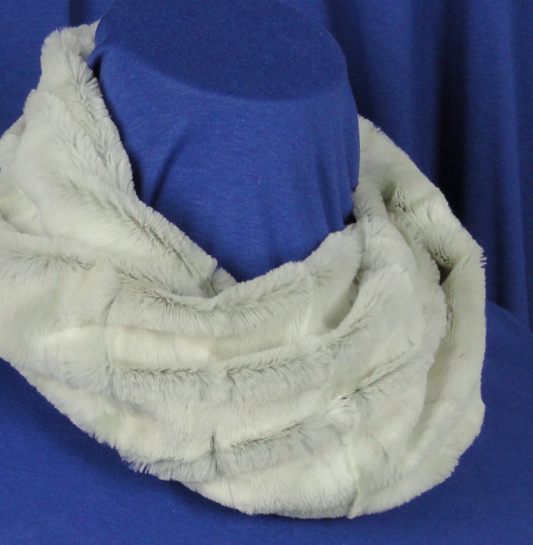 Faux Fur Scarf White Gray Textured Rabbit Minky Scarf Etsy