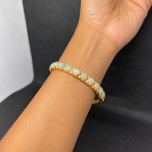 Vintage rund opalarmring i sterlingsilver, 18K guld vermeil opalarmband för kvinnor, antik stil viktoriansk handgjord smycke