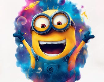 Minion Galaxy Adventure PNG, Zeichentrickfigur, Shirt Tumbler Design (digitaler Download)