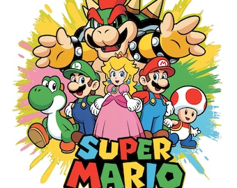 Super Mario PNG, Mario Friends Shirt Design, Charakter Clipart für Sublimation