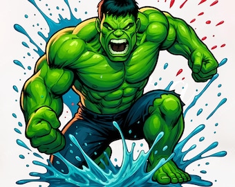 Hulk Splash PNG Clipart Design, Commercial Use Digital File for Shirts, Stickers & Sublimation