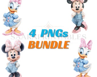 Mickey Daisy Duck Clipart PNG Bundle, Minnie Daisy Digital Download Kit