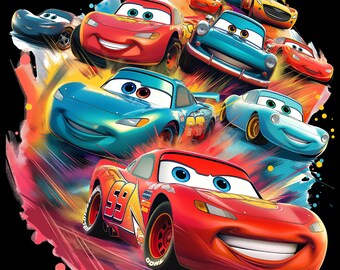 Lightning McQueen Autos PNG | Rennwagen Clipart für Kinder Geburtstag Shirts | Sofortiger digitaler Download