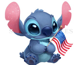 Stich PNG, Alien Clipart, Shirt-Design für Sublimation, Unabhängigkeitstag, sofortiger digitaler Download