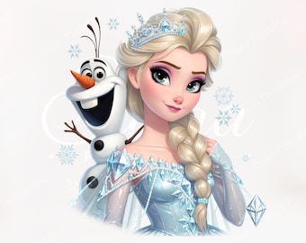 Gefrorene PNG, Anna Elsa Olaf Clipart, Geburtstags-Shirt-Design, digitale Datei für Sublimation und Druck