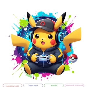 Pikachu Birthday PNG, Watercolor, Pokemon Clipart for Birthday Shirts, Sublimation