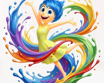 Inside Out 2 Joy PNG, Regenbogen Splash Charakter Kunst (Digitaler Download)