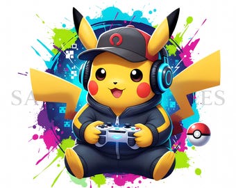 Pikachu Geburtstag PNG, Aquarell, Pokemon Clipart für Geburtstags-Shirts, Sublimation und sofortiger digitaler Download