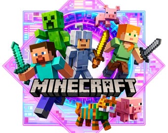 Craft Mine PNG, Steve Zombie Enderman Piglin Charakter Design für Shirts, Sublimation und kommerzielle Nutzung