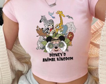 Disney Mickey & Friends Animal Kingdom Safari Mode Baby Tee, Walt Disney World Trip Crop Top, Let's Get Wild Gift, Disneyland Holiday Family