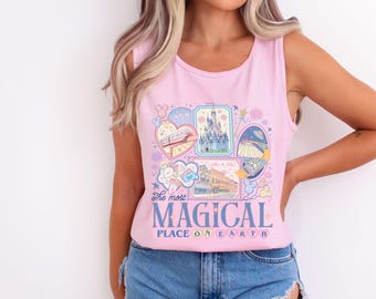 Retro The Most Magical Place On Earth Comfort Colors Shirt, Mickey Disneyworld Shirts, Disney Tank Top, Disney 2026 Trip Disney Vacation Tee