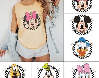 Retro Mickey and Friends Tank Top,Checkered Mickey Shirt,Disney Family Vacation Shirt,Retro Disney Trip Shirt,Disney Tank Top,Comfort Colors