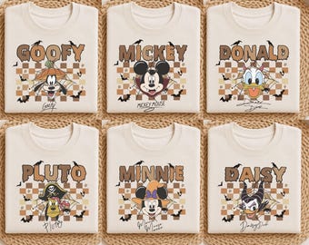 Retro Halloween Disney Character Shirt, Comfort Colors Mickey & Friends Halloween Party 2026 T-Shirt, Matching Family Halloween Tee