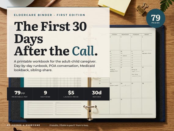 Eldercare Binder Printable | Caregiver Organizer for Aging Parents | Medicaid POA Sibling Coordination | 76 Pages