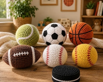 Hacky Sack gehaakte bal set, handgemaakte sportballen, footbag speelgoed, gehaakt voetbal basketbal honkbal softbal voetbal cadeau voor kinderen volwassenen