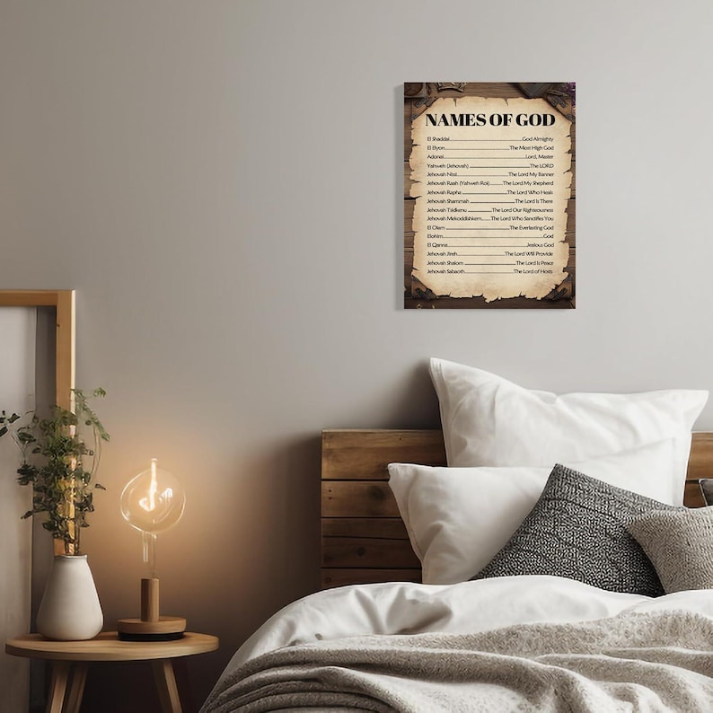 Names of God Canvas Wall Art – Christian Scripture Poster Print ...