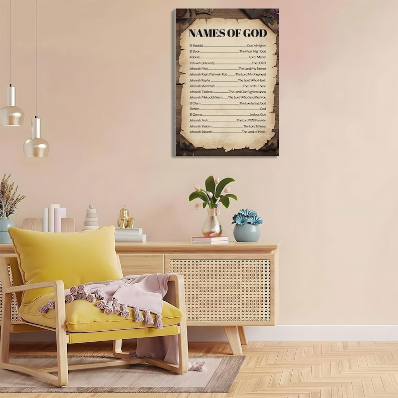 Names of God Canvas Wall Art – Christian Scripture Poster Print ...