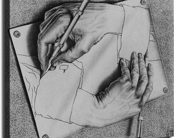 Drawing Hands By M.C. Escher poster Canvas Print Painting Picture Wall Art Gift Home Corridor Bedroom Living Room Aesthetic Decoration