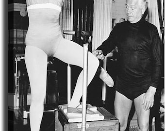 Joseph Pilates Body Basics Canvas Print – Black and White Wall Art Poster
