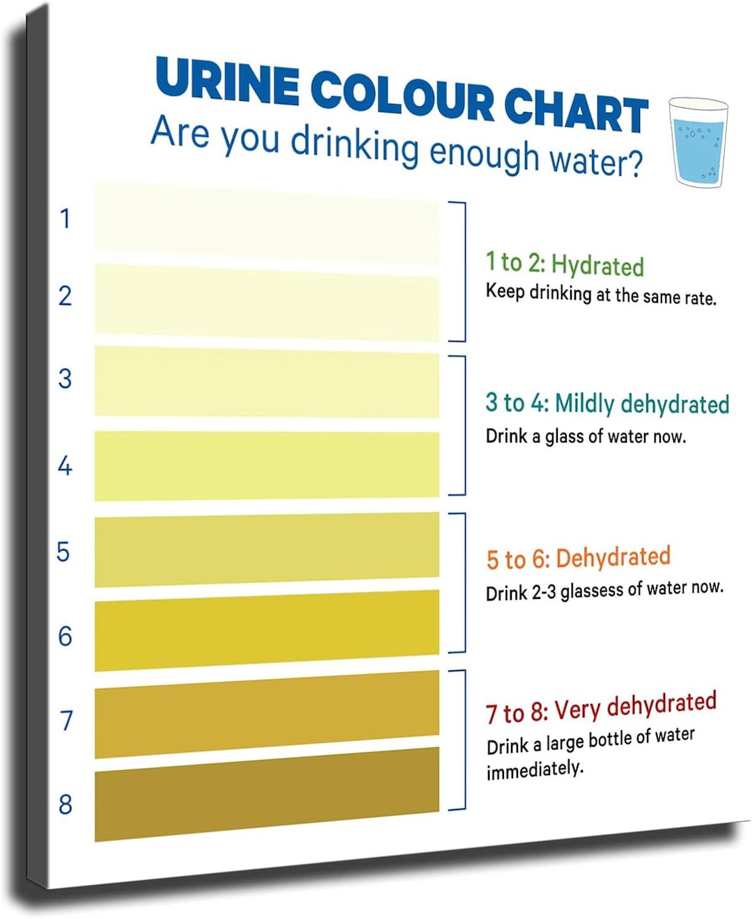Urine Colour Chart Poster: Hydration Guide for Water Intake (canvas ...