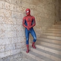 Red Blue Spandex Superhero Suit, Adult Halloween Cosplay Costume, Full Body Outfit, Superhero Party Gift product logo
