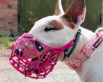 Korbmaulkorb für Bullterrier, eiförmiges Kopfdesign, verstellbare Biothane-Riemen (G7)
