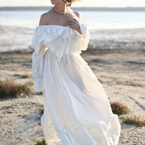 off shoulder ruffle trim trumpet sleeve dress SHEIN MOD Off Shoulder Frill Trim Trumpet Sleeve Dress