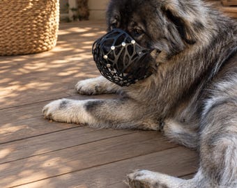 Handgefertigter Maulkorb für große Hunde, humane Maßanfertigung für Tibetmastiff, Spanische Dogge, Pyrenäenberghund G6